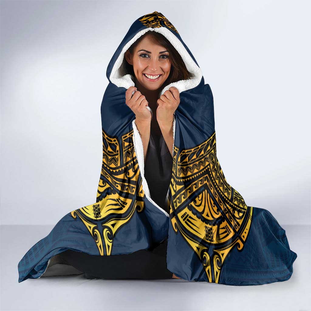 Personalized Gold Coast Titans Hooded Blanket Polynesian Tribal Pattern Style