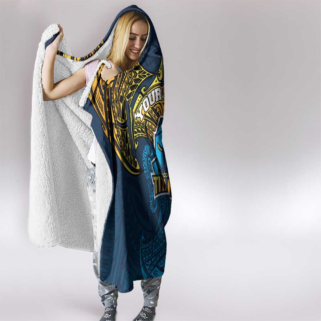 Personalized Gold Coast Titans Hooded Blanket Polynesian Tribal Pattern Style