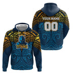 Personalized Gold Coast Titans Hoodie Polynesian Tribal Pattern Style