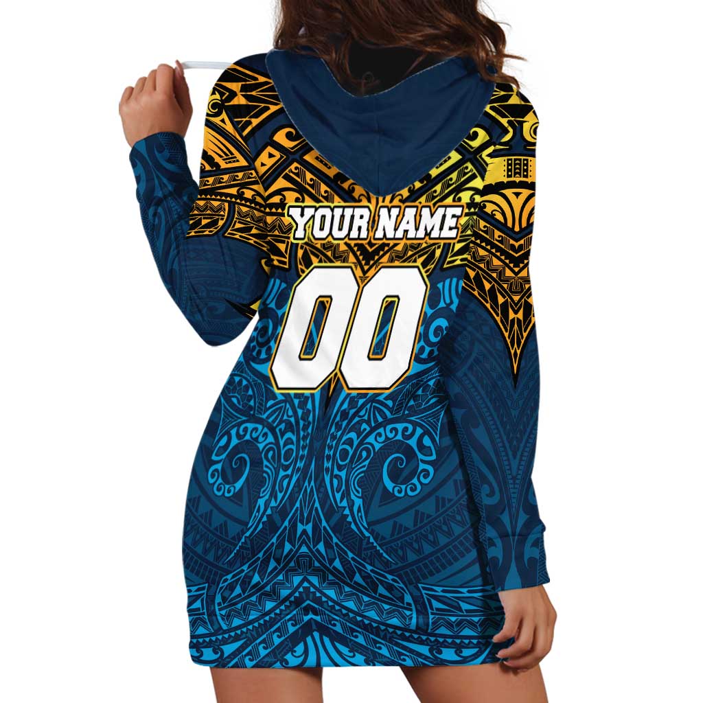 Personalized Gold Coast Titans Hoodie Dress Polynesian Tribal Pattern Style