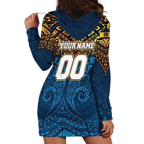 Personalized Gold Coast Titans Hoodie Dress Polynesian Tribal Pattern Style