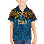 Personalized Gold Coast Titans Kid Hawaiian Shirt Polynesian Tribal Pattern Style