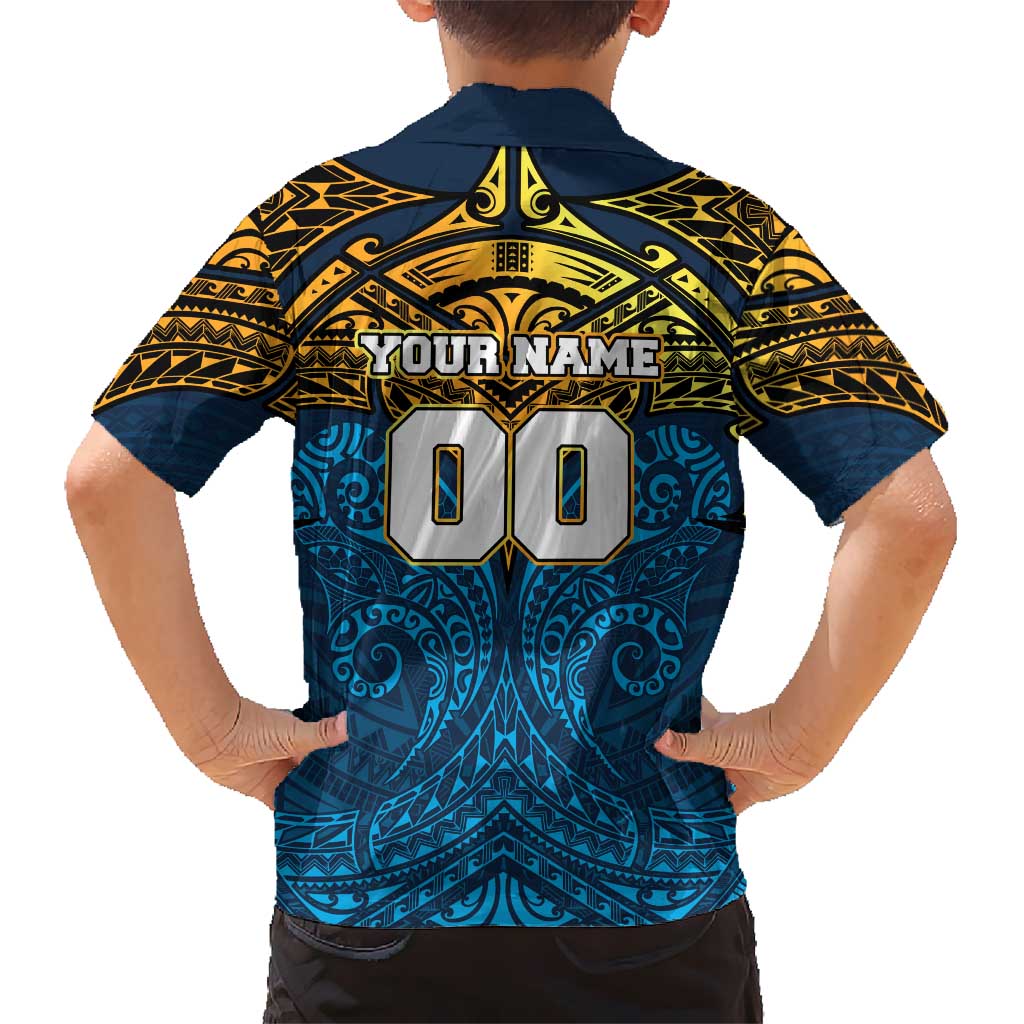 Personalized Gold Coast Titans Kid Hawaiian Shirt Polynesian Tribal Pattern Style