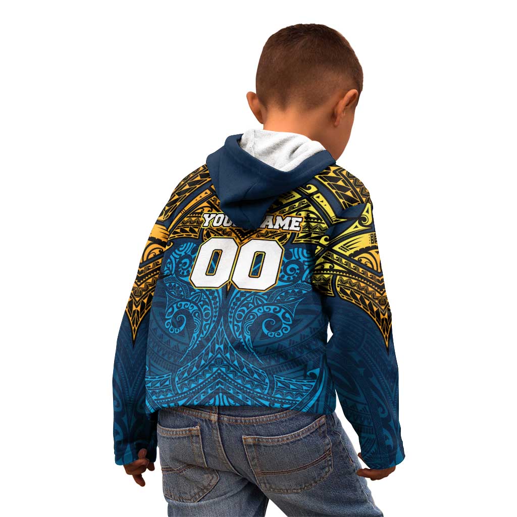 Personalized Gold Coast Titans Kid Hoodie Polynesian Tribal Pattern Style