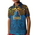 Personalized Gold Coast Titans Kid Polo Shirt Polynesian Tribal Pattern Style