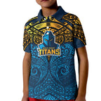 Personalized Gold Coast Titans Kid Polo Shirt Polynesian Tribal Pattern Style