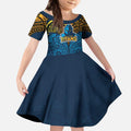 Personalized Gold Coast Titans Kid Short Sleeve Dress Polynesian Tribal Pattern Style