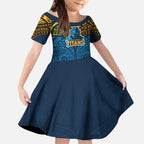 Personalized Gold Coast Titans Kid Short Sleeve Dress Polynesian Tribal Pattern Style