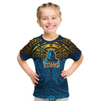 Personalized Gold Coast Titans Kid T Shirt Polynesian Tribal Pattern Style