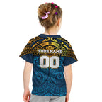 Personalized Gold Coast Titans Kid T Shirt Polynesian Tribal Pattern Style