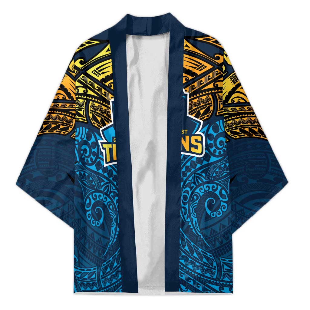 Personalized Gold Coast Titans Kimono Polynesian Tribal Pattern Style