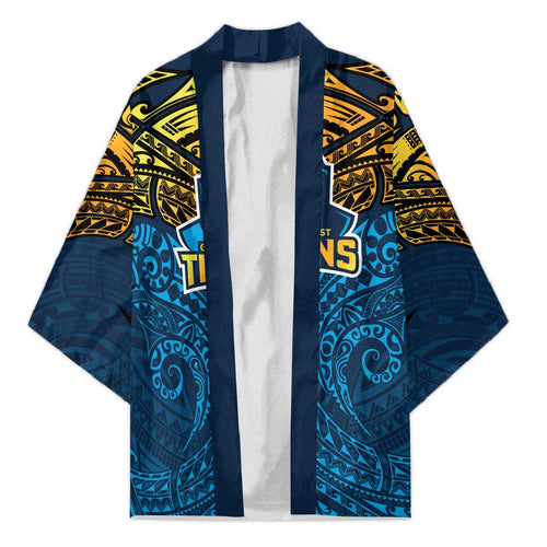 Personalized Gold Coast Titans Kimono Polynesian Tribal Pattern Style