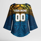 Personalized Gold Coast Titans Kimono Sleeve Blouse Polynesian Tribal Pattern Style