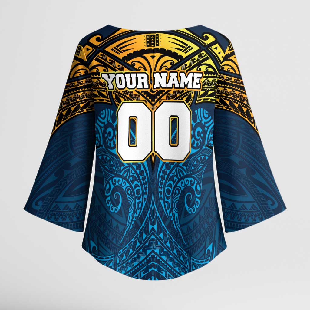 Personalized Gold Coast Titans Kimono Sleeve Blouse Polynesian Tribal Pattern Style