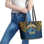Personalized Gold Coast Titans Leather Tote Bag Polynesian Tribal Pattern Style