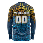 Personalized Gold Coast Titans Long Sleeve Shirt Polynesian Tribal Pattern Style