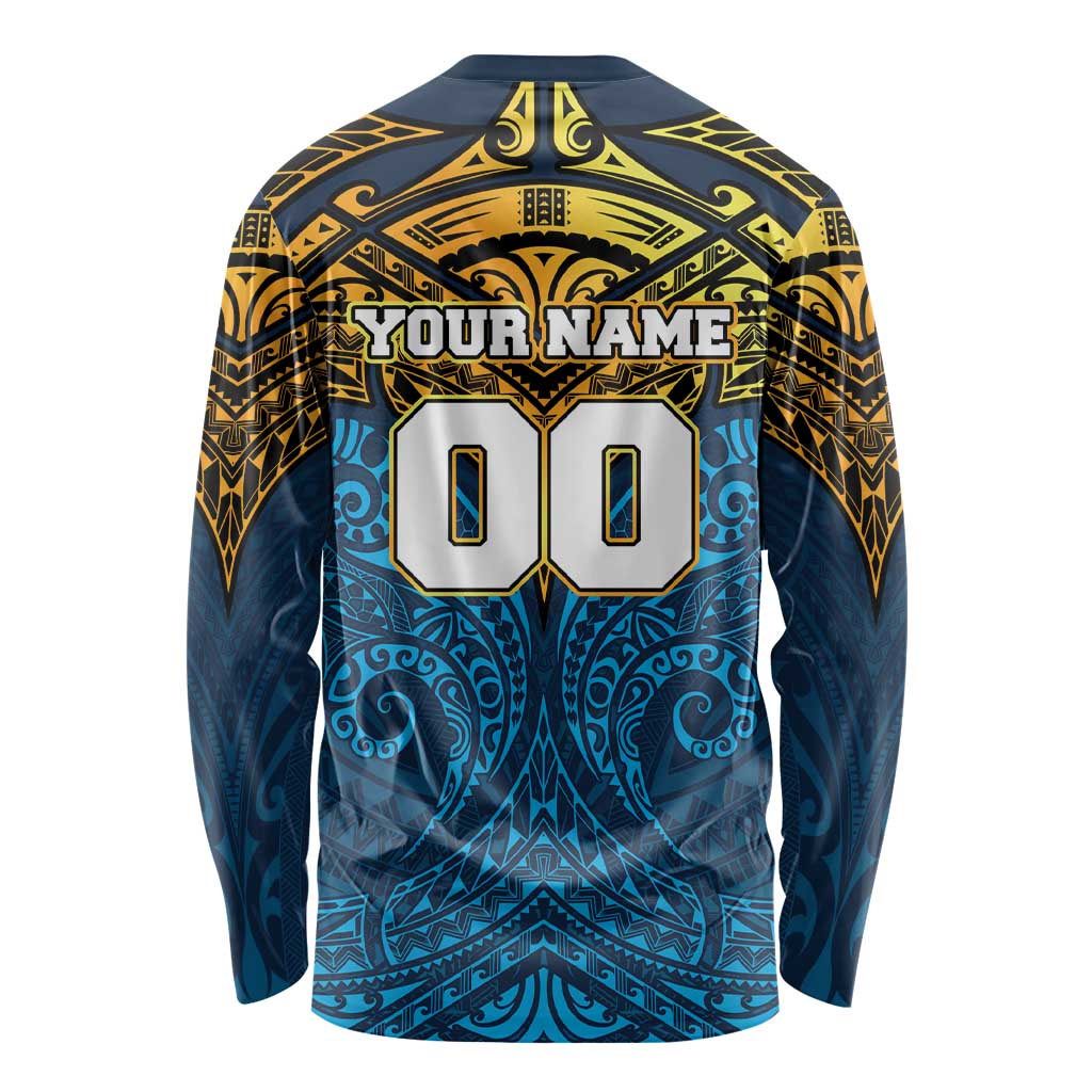 Personalized Gold Coast Titans Long Sleeve Shirt Polynesian Tribal Pattern Style