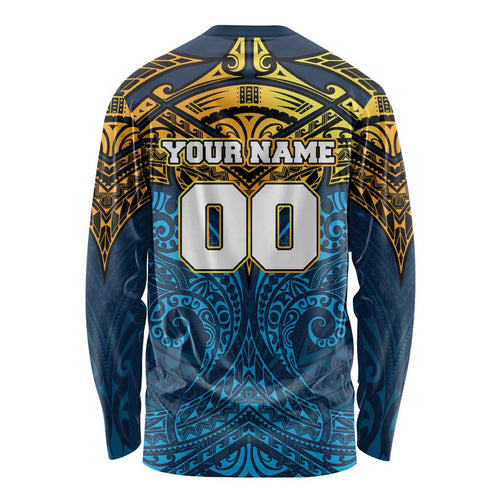 Personalized Gold Coast Titans Long Sleeve Shirt Polynesian Tribal Pattern Style