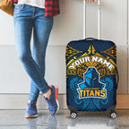 Personalized Gold Coast Titans Luggage Cover Polynesian Tribal Pattern Style