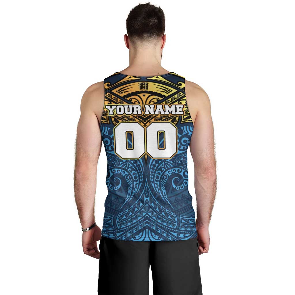 Personalized Gold Coast Titans Men Tank Top Polynesian Tribal Pattern Style