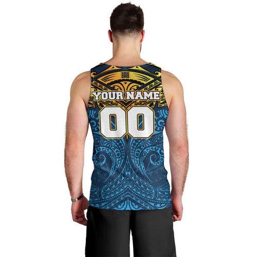 Personalized Gold Coast Titans Men Tank Top Polynesian Tribal Pattern Style