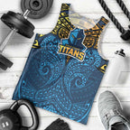 Personalized Gold Coast Titans Men Tank Top Polynesian Tribal Pattern Style
