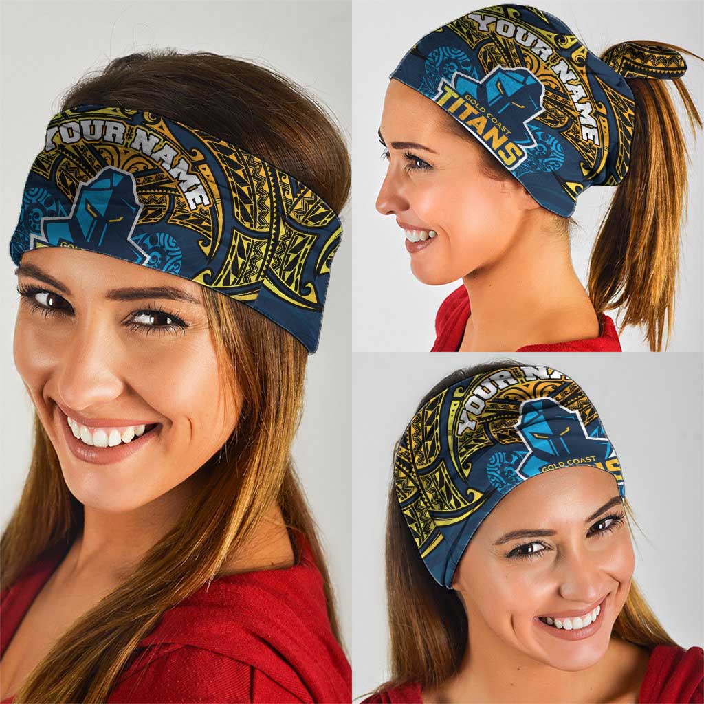 Personalized Gold Coast Titans Neck Gaiter Polynesian Tribal Pattern Style