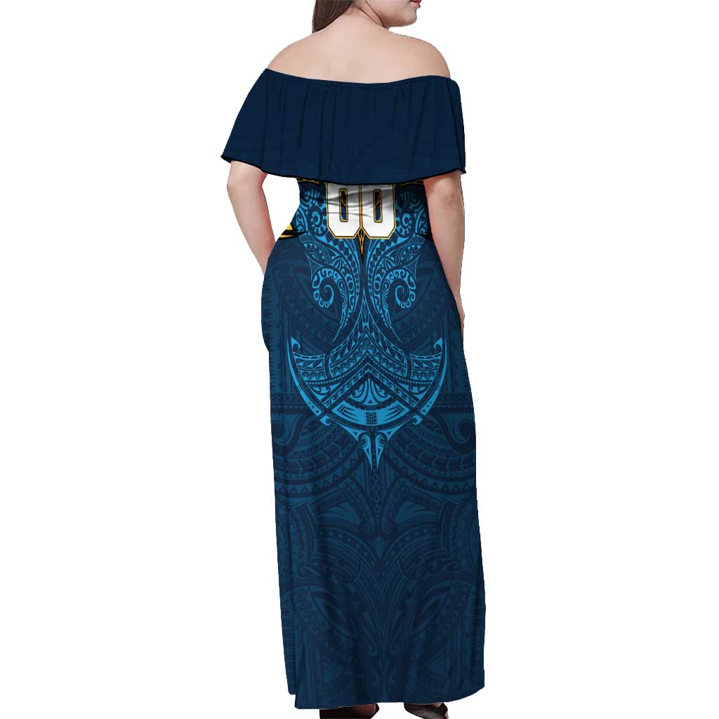 Personalized Gold Coast Titans Off Shoulder Maxi Dress Polynesian Tribal Pattern Style