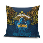 Personalized Gold Coast Titans Pillow Cover Polynesian Tribal Pattern Style