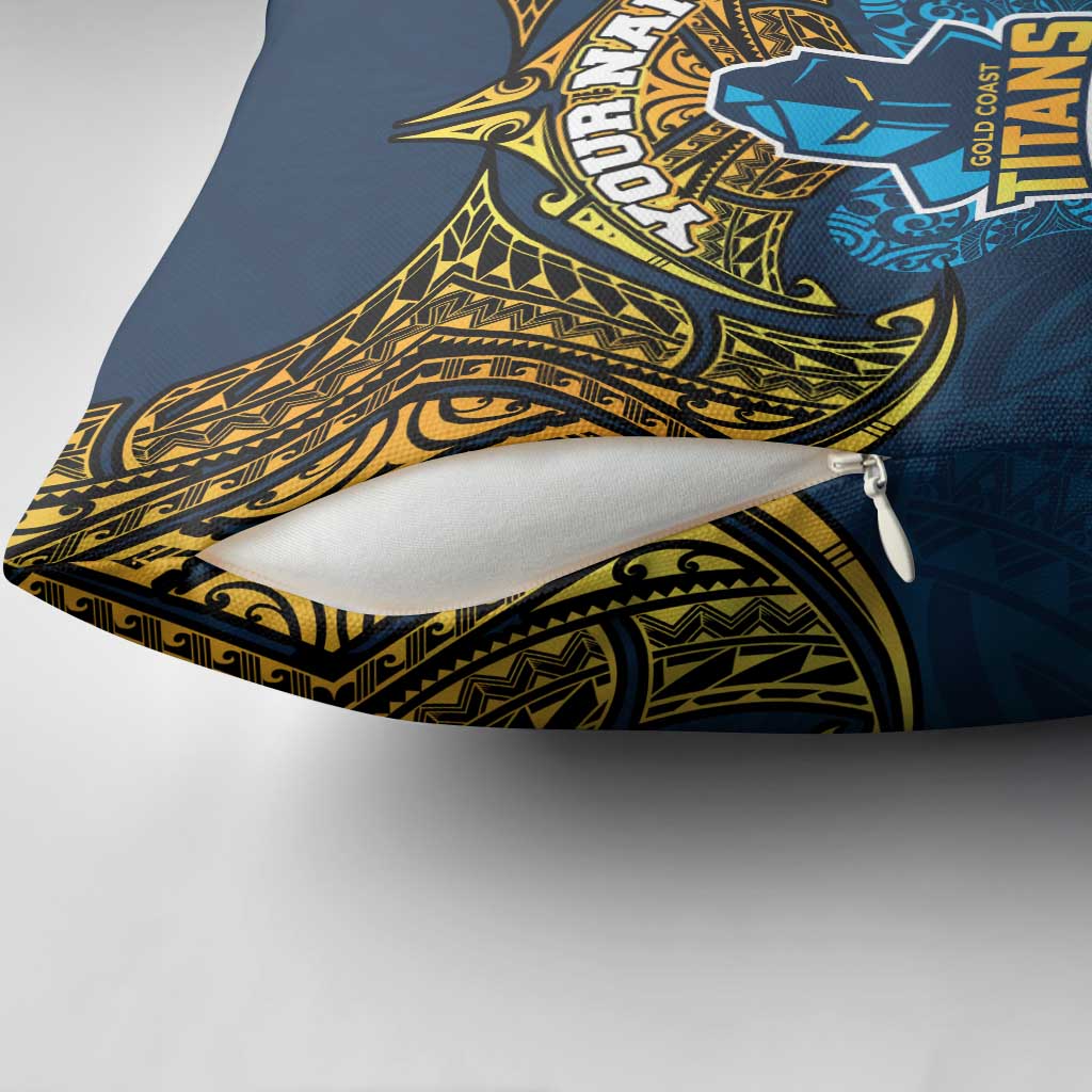 Personalized Gold Coast Titans Pillow Cover Polynesian Tribal Pattern Style