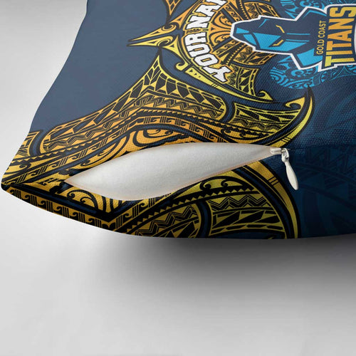 Personalized Gold Coast Titans Pillow Cover Polynesian Tribal Pattern Style