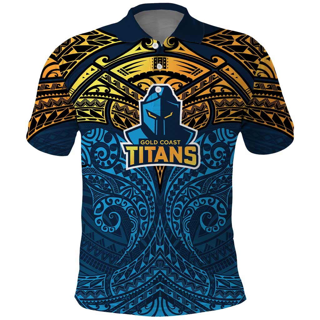 Personalized Gold Coast Titans Polo Shirt Polynesian Tribal Pattern Style