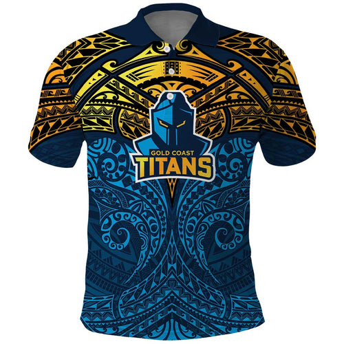 Personalized Gold Coast Titans Polo Shirt Polynesian Tribal Pattern Style