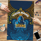 Personalized Gold Coast Titans Puzzle Polynesian Tribal Pattern Style