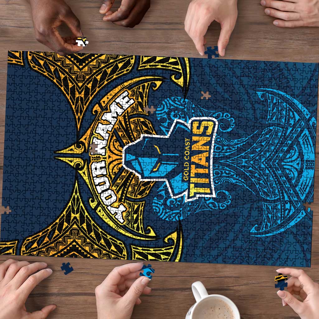 Personalized Gold Coast Titans Puzzle Polynesian Tribal Pattern Style