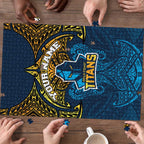 Personalized Gold Coast Titans Puzzle Polynesian Tribal Pattern Style