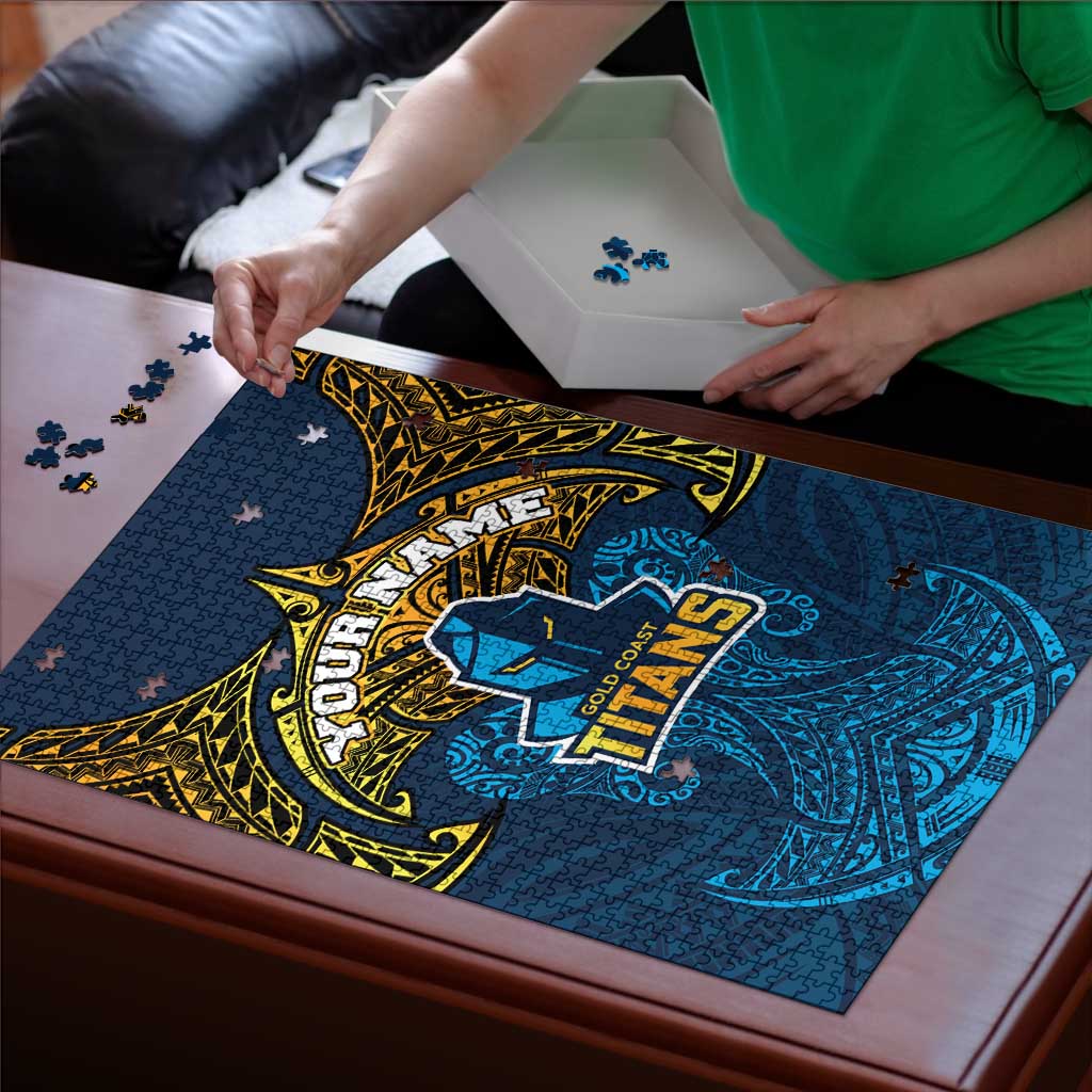 Personalized Gold Coast Titans Puzzle Polynesian Tribal Pattern Style