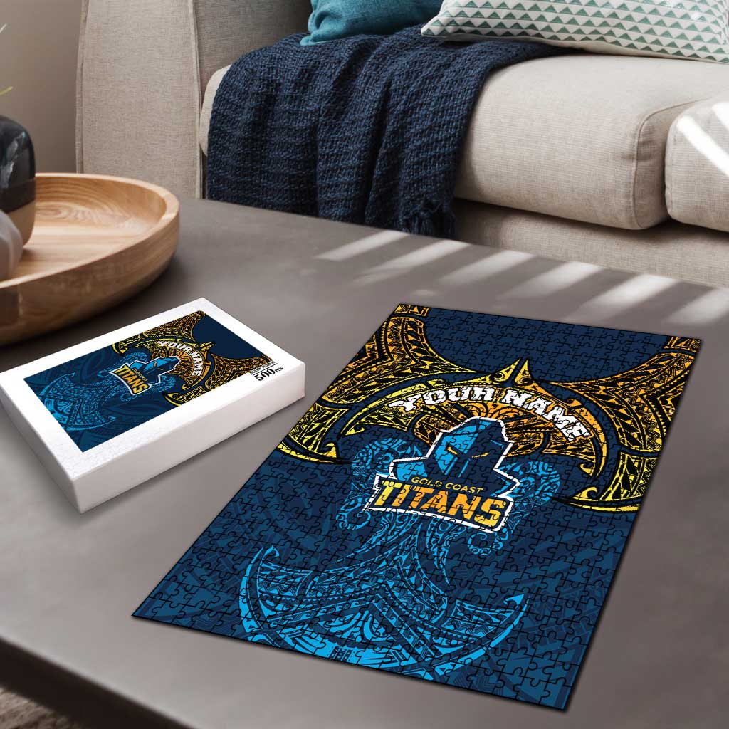 Personalized Gold Coast Titans Puzzle Polynesian Tribal Pattern Style