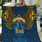 Personalized Gold Coast Titans Quilt Polynesian Tribal Pattern Style