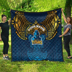 Personalized Gold Coast Titans Quilt Polynesian Tribal Pattern Style