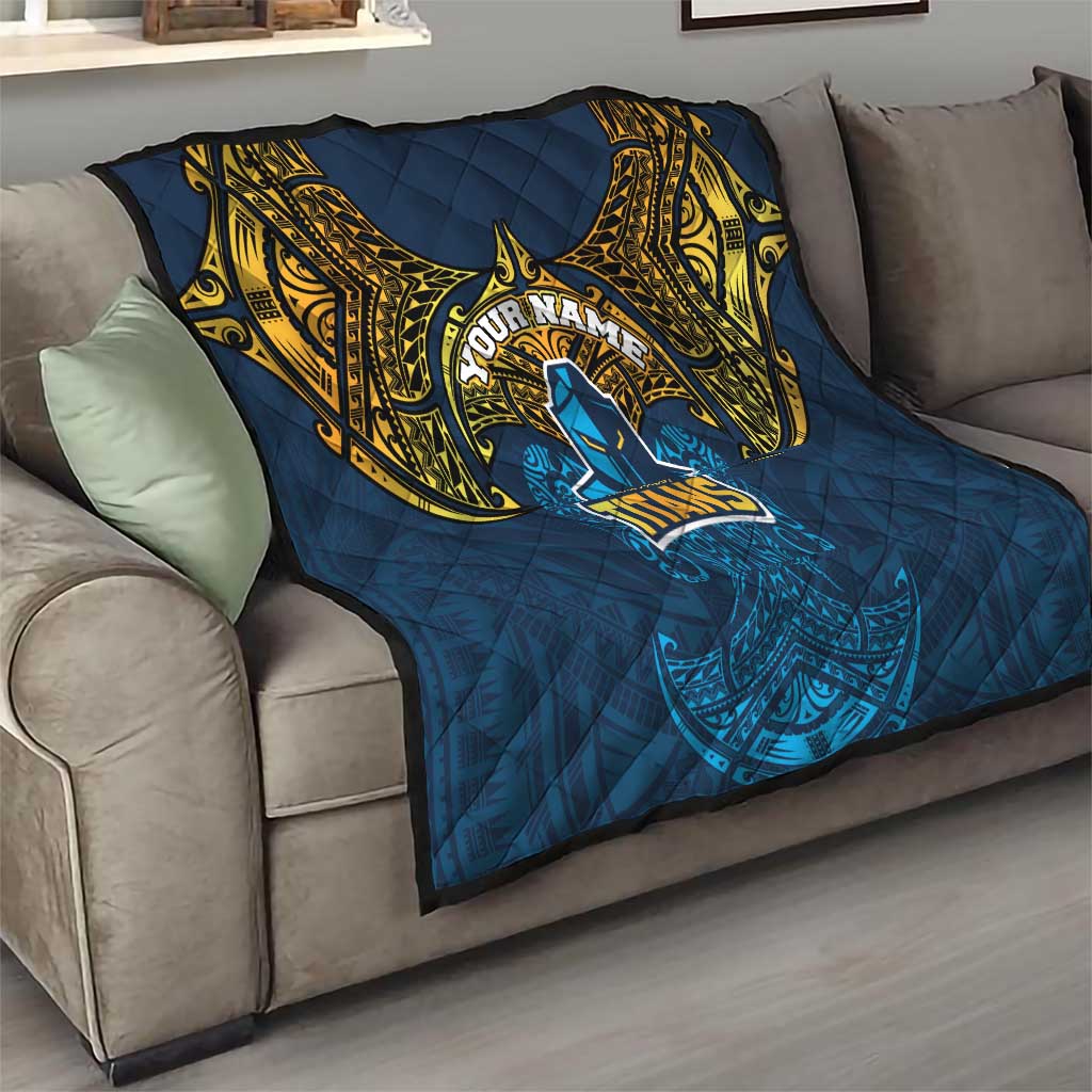 Personalized Gold Coast Titans Quilt Polynesian Tribal Pattern Style