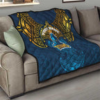 Personalized Gold Coast Titans Quilt Polynesian Tribal Pattern Style