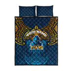 Personalized Gold Coast Titans Quilt Bed Set Polynesian Tribal Pattern Style