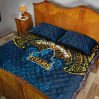 Personalized Gold Coast Titans Quilt Bed Set Polynesian Tribal Pattern Style