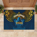 Personalized Gold Coast Titans Rubber Doormat Polynesian Tribal Pattern Style