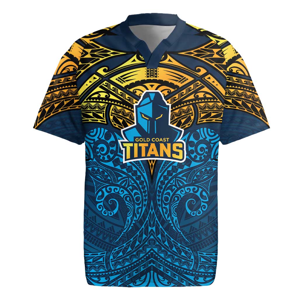 Personalized Gold Coast Titans Rugby Jersey Polynesian Tribal Pattern Style