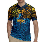 Personalized Gold Coast Titans Rugby Jersey Polynesian Tribal Pattern Style
