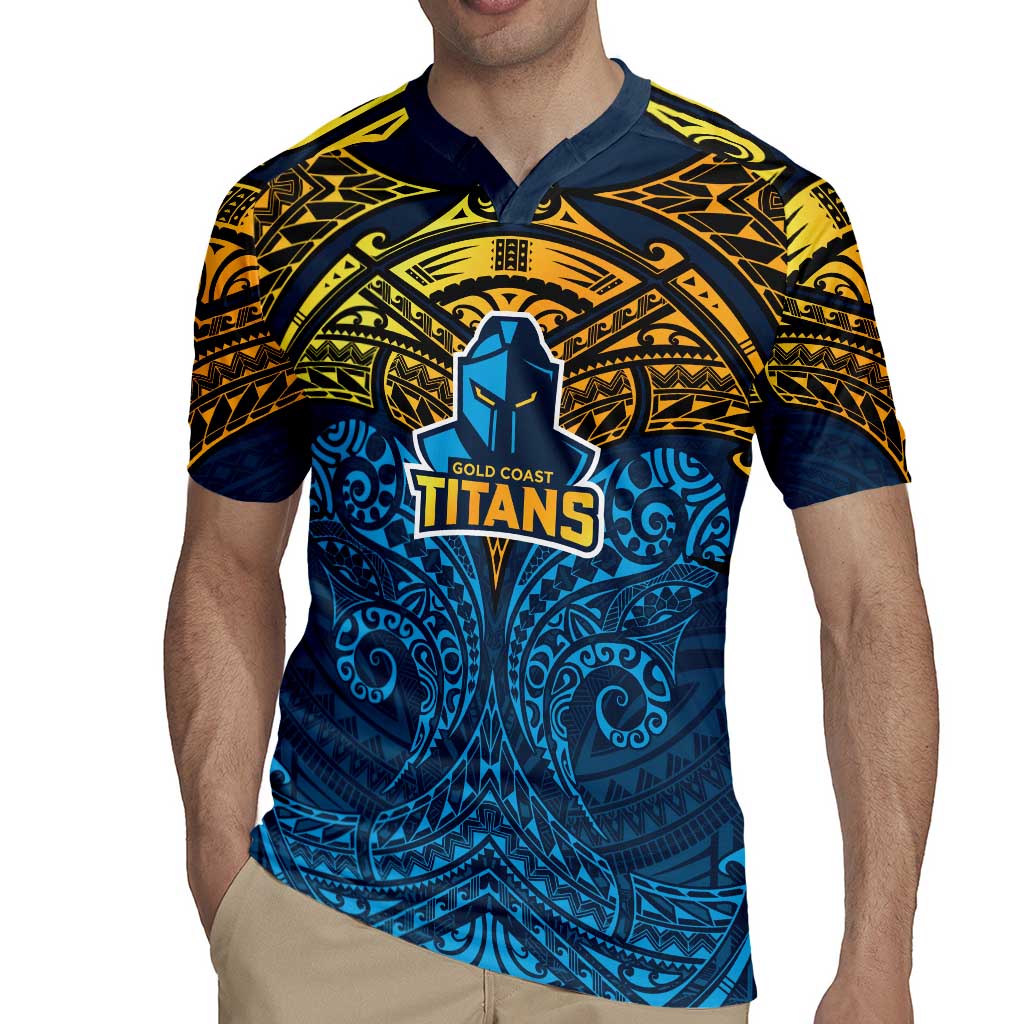 Personalized Gold Coast Titans Rugby Jersey Polynesian Tribal Pattern Style