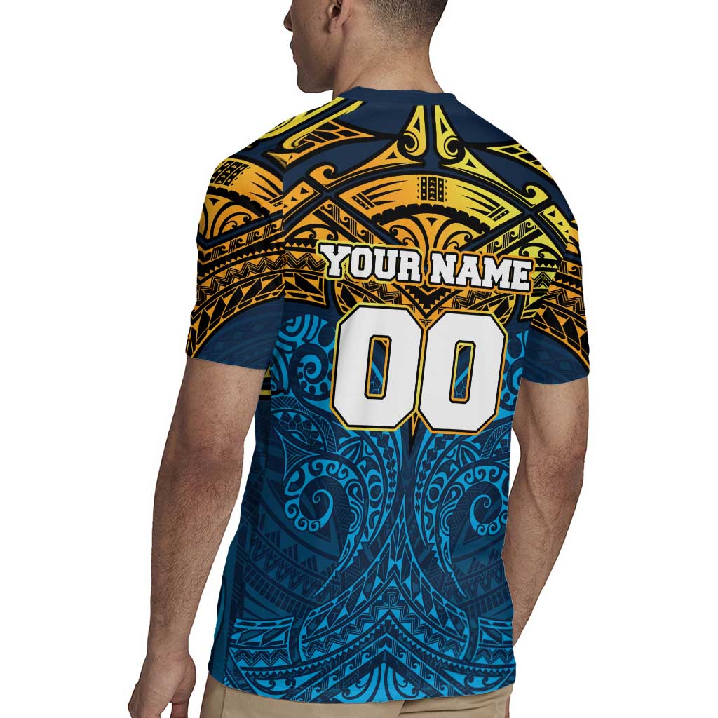 Personalized Gold Coast Titans Rugby Jersey Polynesian Tribal Pattern Style