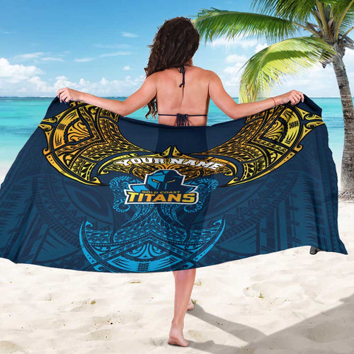 Personalized Gold Coast Titans Sarong Polynesian Tribal Pattern Style
